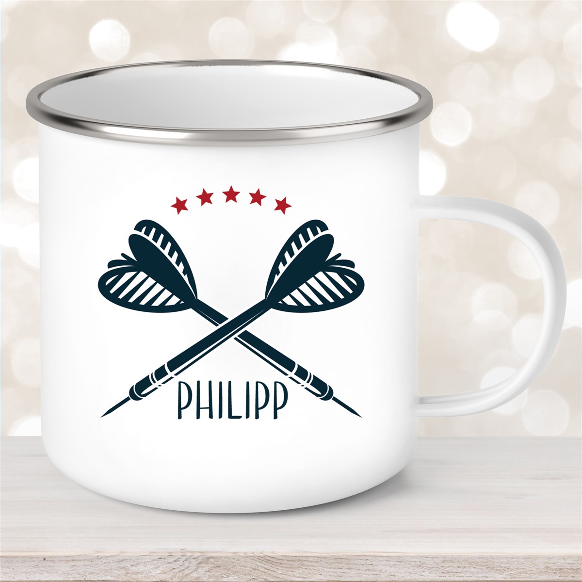 Tasse Dart #3 Wunschname Emaille Kinderbecher personalisiert Tasse Dart #3 Wunschname Emaille Kinderbecher personalisiert