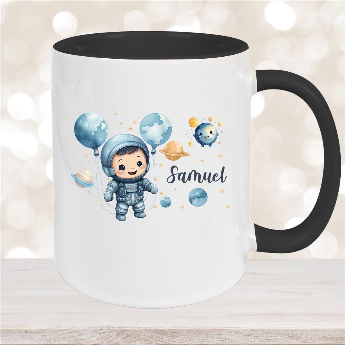 Tasse Kinder Astronaut #1 Wunschname Keramik Kinderbecher personalisiert versch. Farben