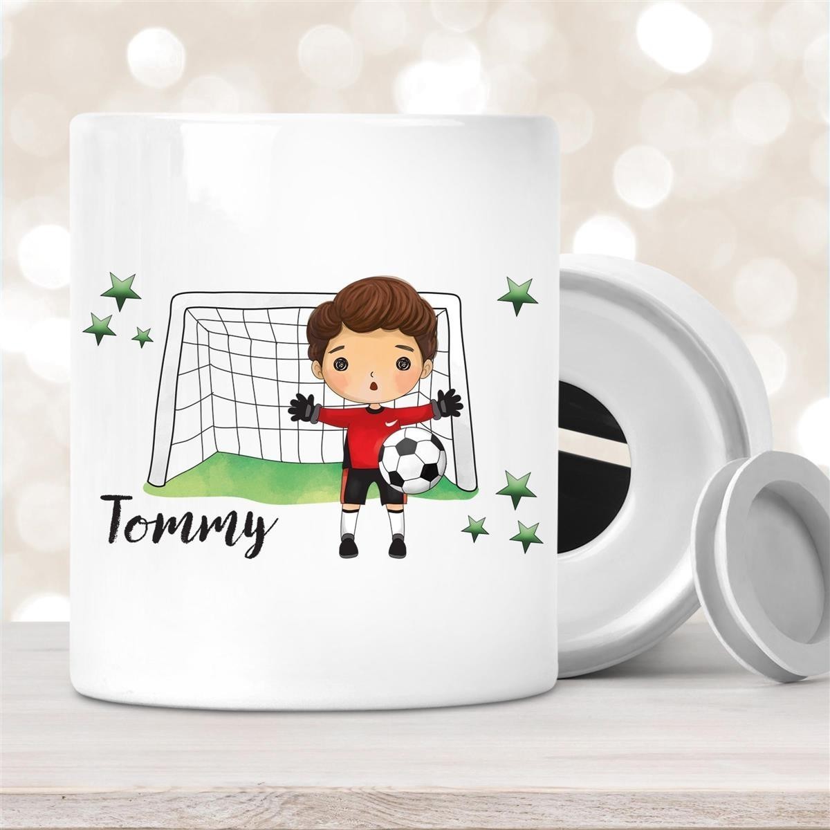 Spardose mit Wunschname Fußball #3 personalisiert