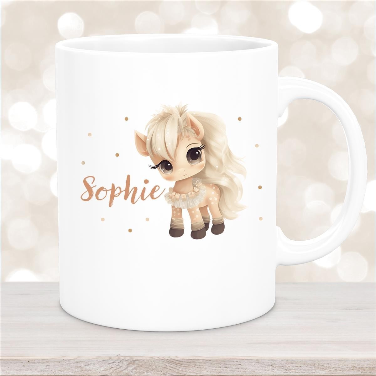 Tasse Pferd 8 Wunschname Keramik Kinderbecher personalisiert versch. Farben