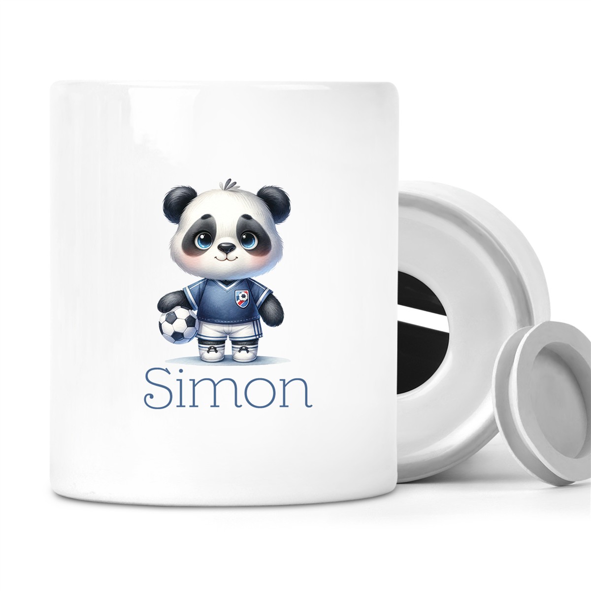 Spardose mit Wunschname Fußball # 17 personalisiert