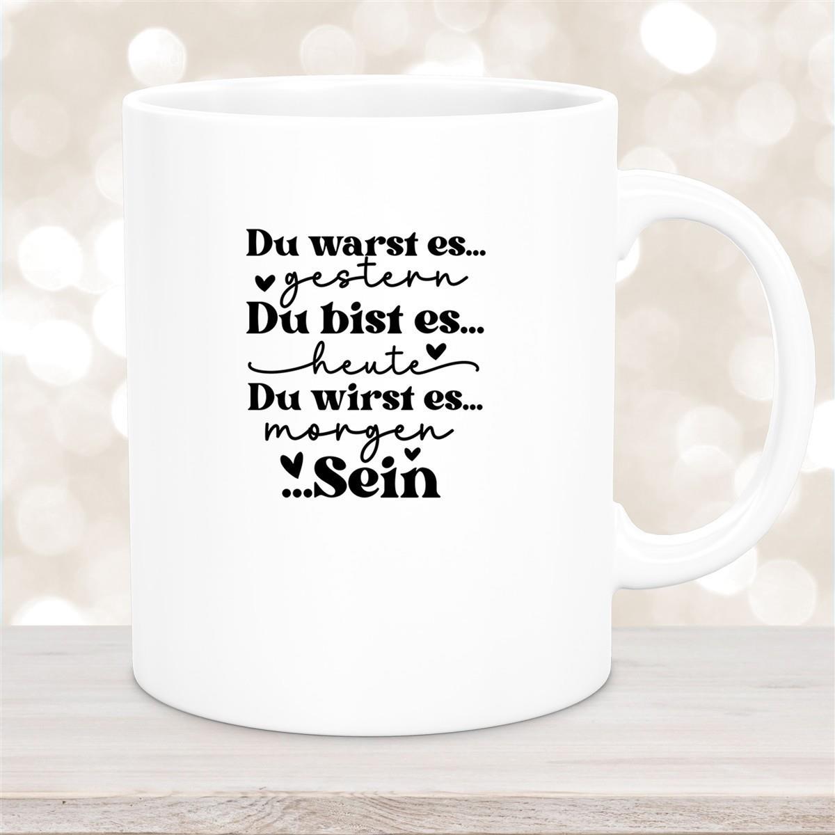 Tasse Spruch "Du bist es" Valentinstag 12 Keramik versch. Farben
