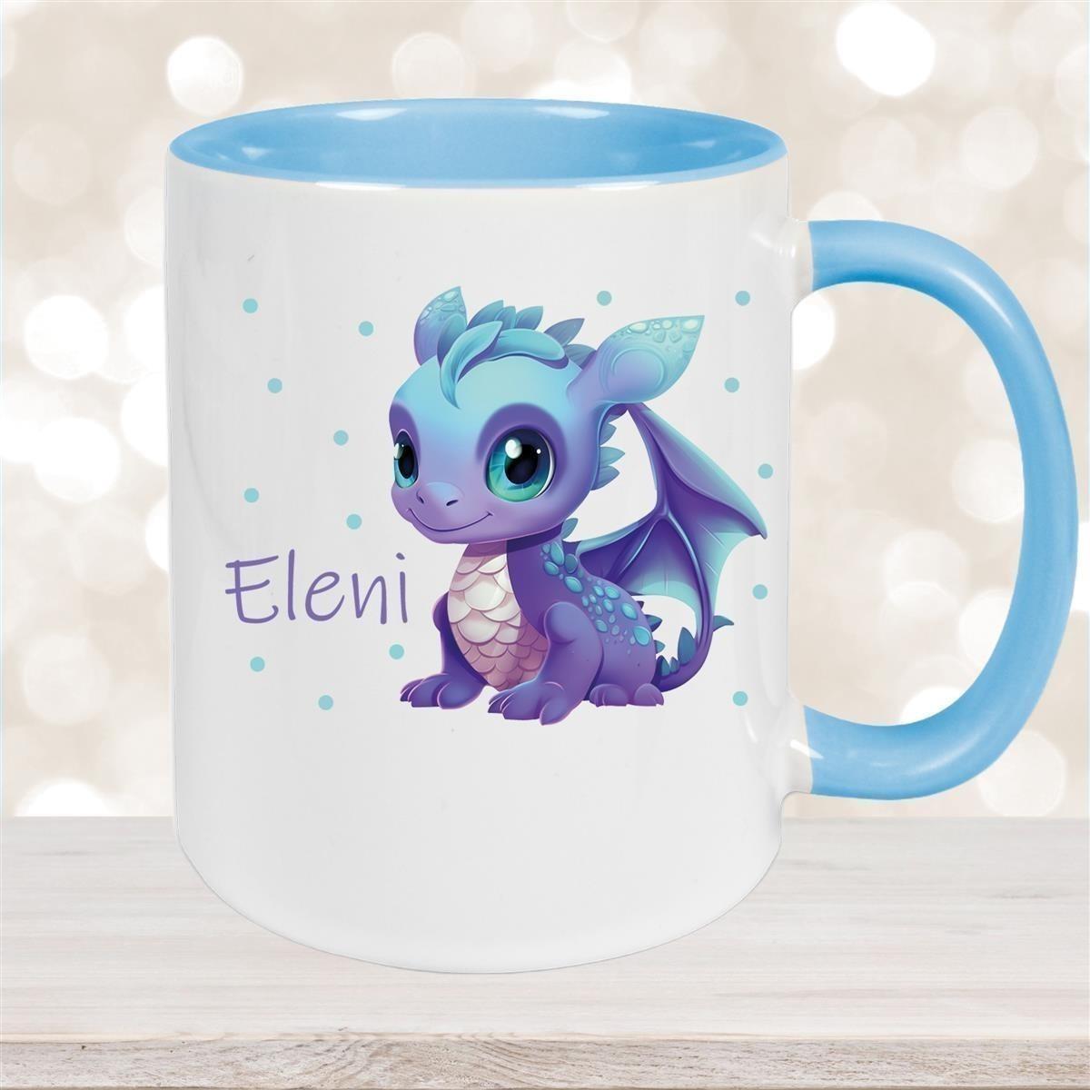 Tasse Wunschname Drache 1 Keramik Kinderbecher versch. Farben