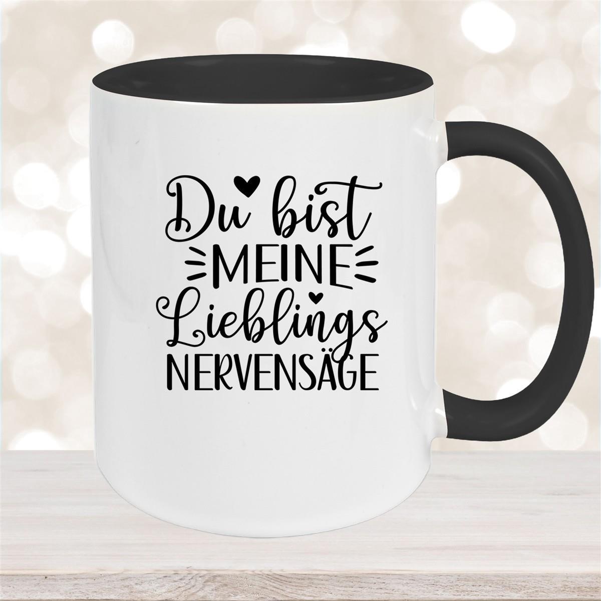 Tasse Liebe - Spruch "Du bist MEINE Lieblings NERVENSÄGE" Valentinstag Wunschnamen Keramik personalisiert versch. Farben