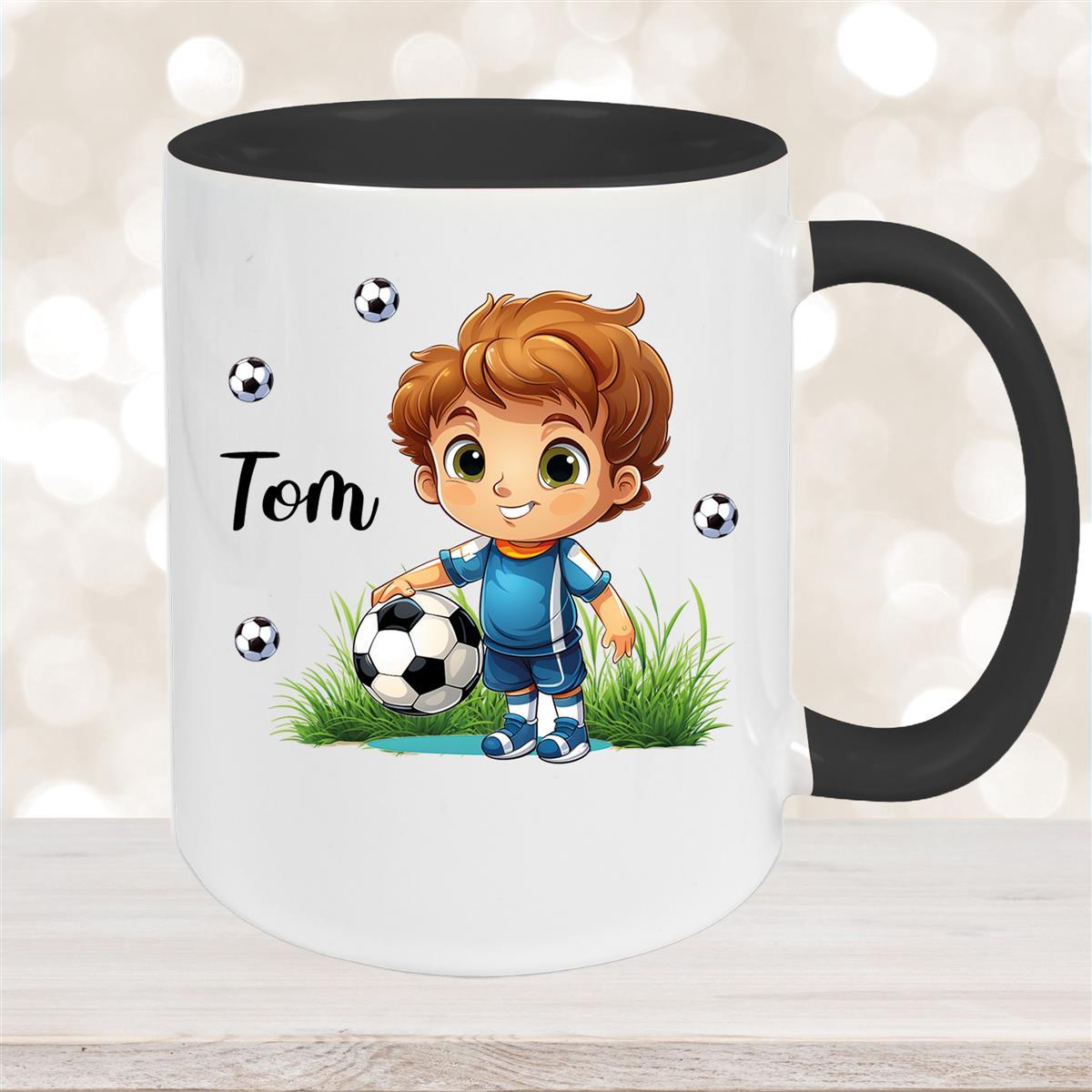 Tasse Fußball #7 Wunschname Keramik Kinderbecher personalisiert versch. Farben 