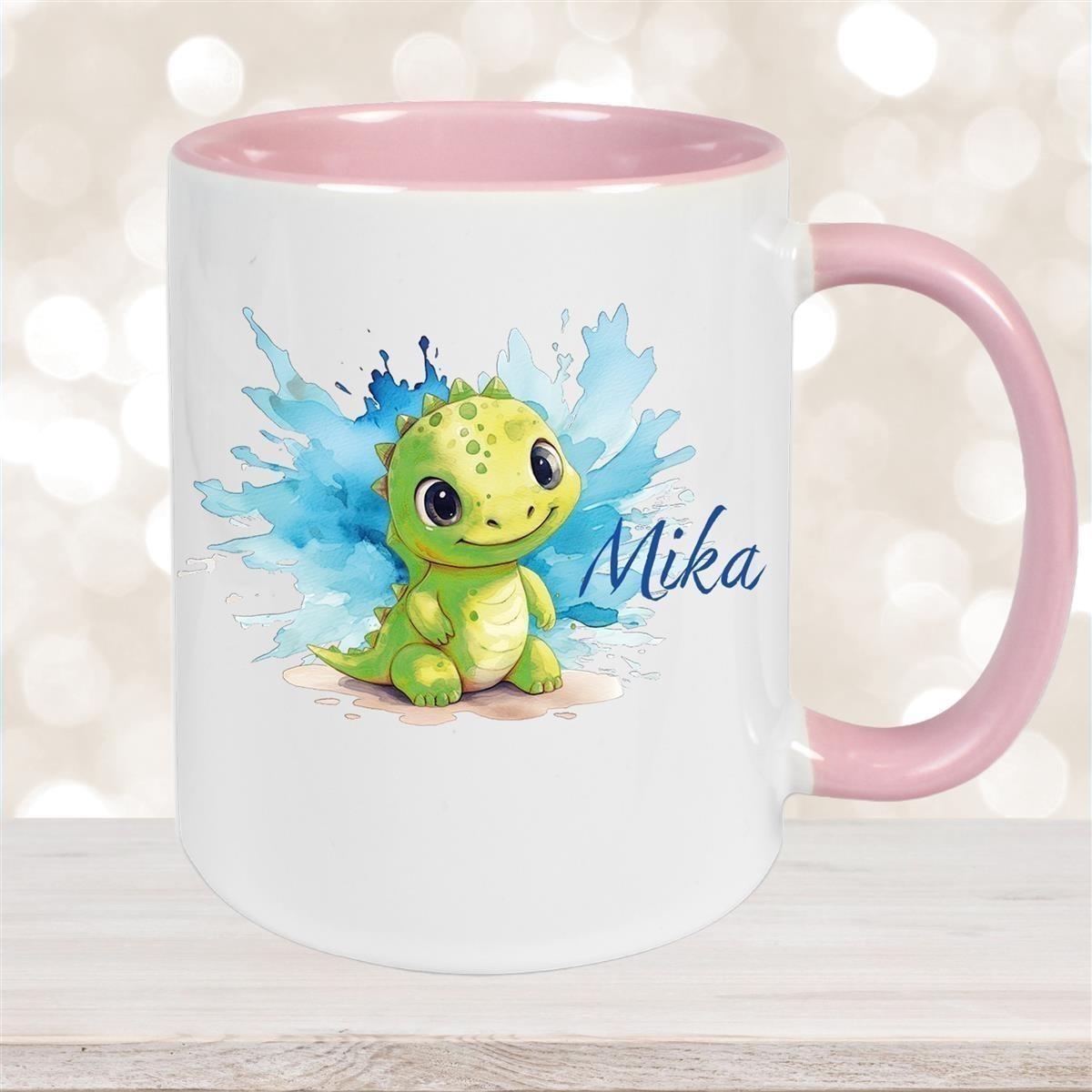 Tasse Dino #12 Wunschname Keramik Kinderbecher Personalisiert versch. Farben