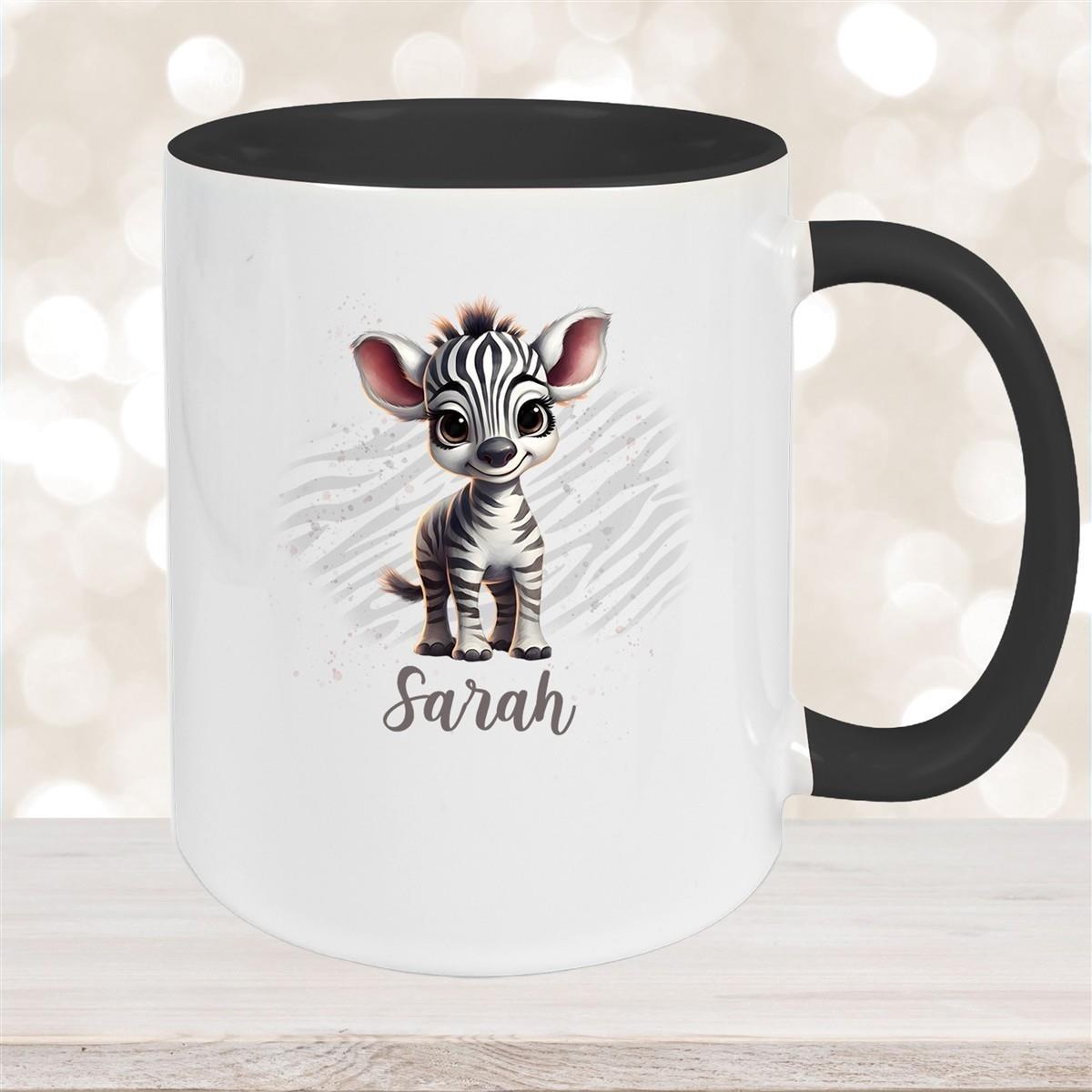 Tasse Wunschname Zebra 1 Keramik Kinderbecher versch. Farben