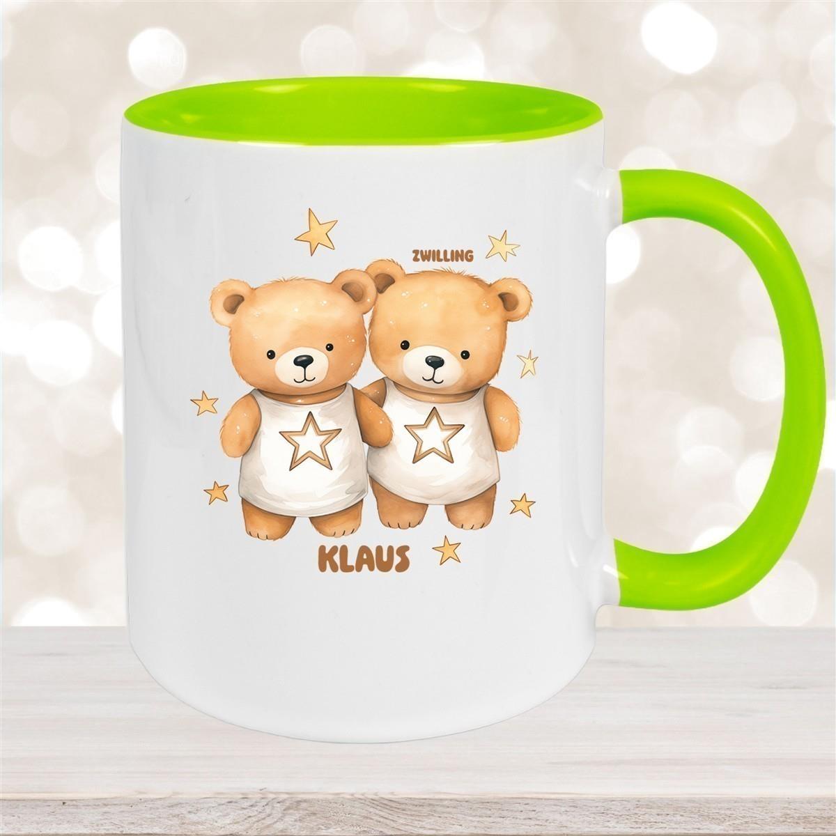 Tasse Sternzeichen Kinder Zwilling 1 Wunschname Keramik Kinderbecher personalisiert versch. Farben