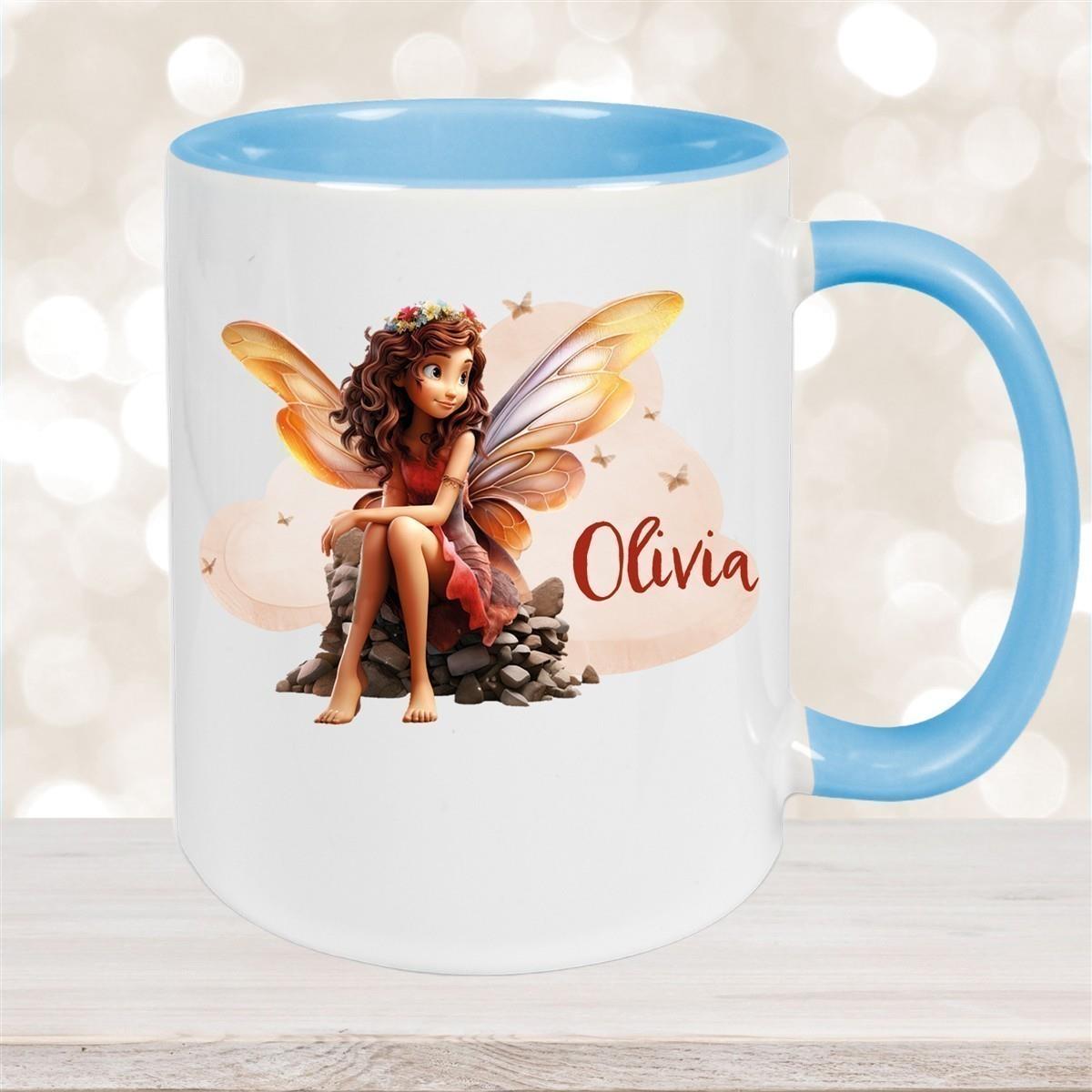 Tasse Fee 2 Wunschname Keramik Kinderbecher personalisiert versch. Farben