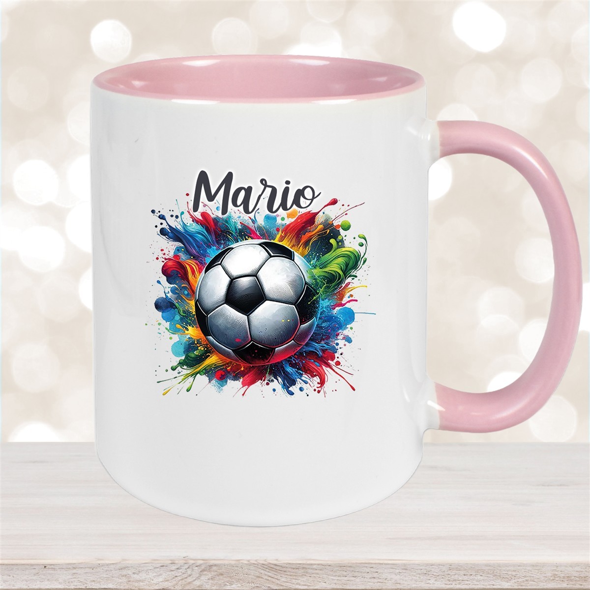Tasse Wunschname Fußball #12 Personalisiert Keramik Kinderbecher versch. Farben