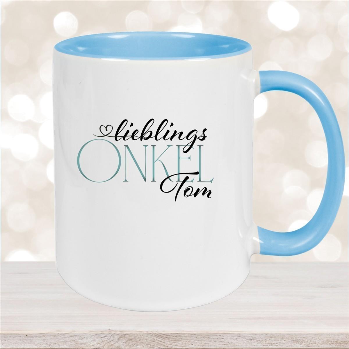 Tasse Wunschname Lieblings-Onkel 1 personalisiert Keramik Becher versch. Farben