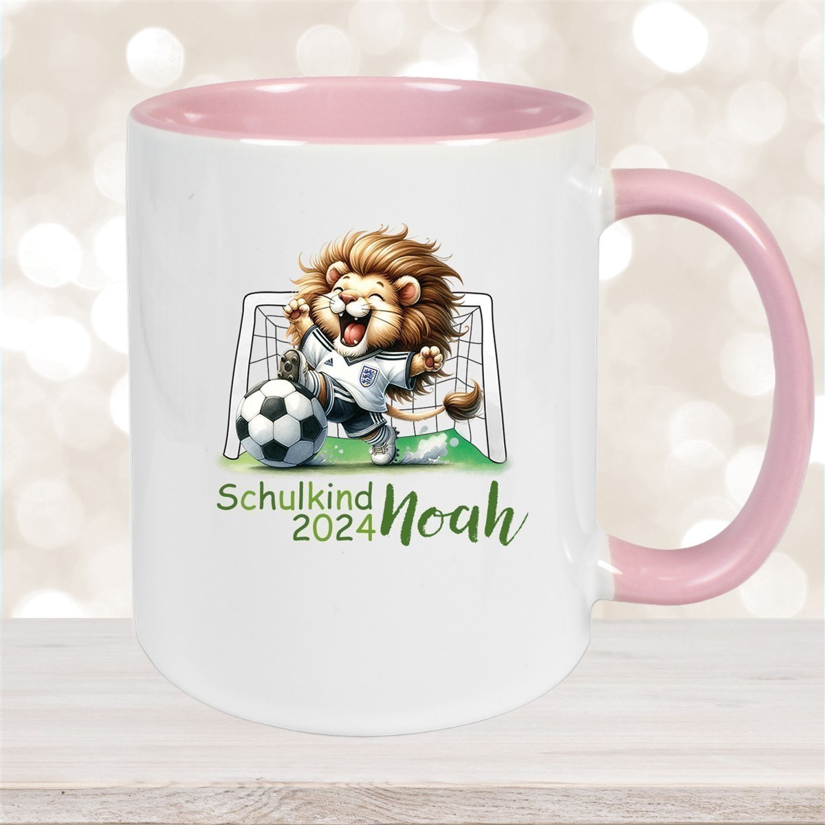 Tasse Schulkind #13 Wunschname Fußball#2 Keramik Kinderbecher Personalisiert versch. Farben