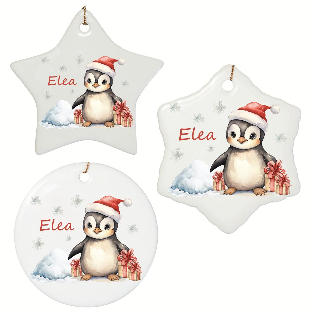Weihnachtsanhänger personalisiert Pinguin erstes Weihnachten 1 Name Motiv Anhänger Keramik, Weihnachtsschmuck, Weihnachtskugel, Christbaumschmuck versch. Formen