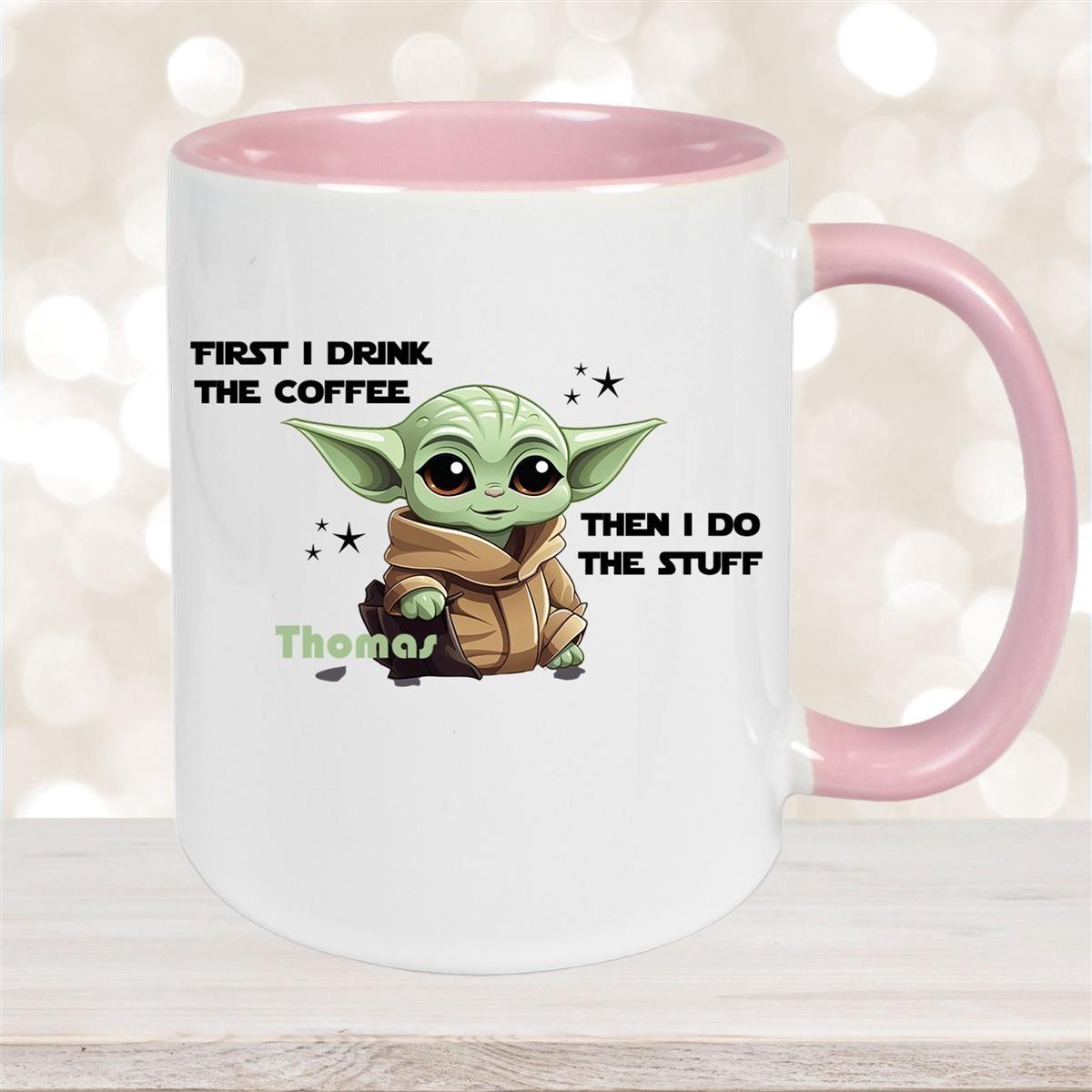 Tasse Wunschname Baby-Yoda 2 Keramik Kinderbecher personalisiert versch. Farben
