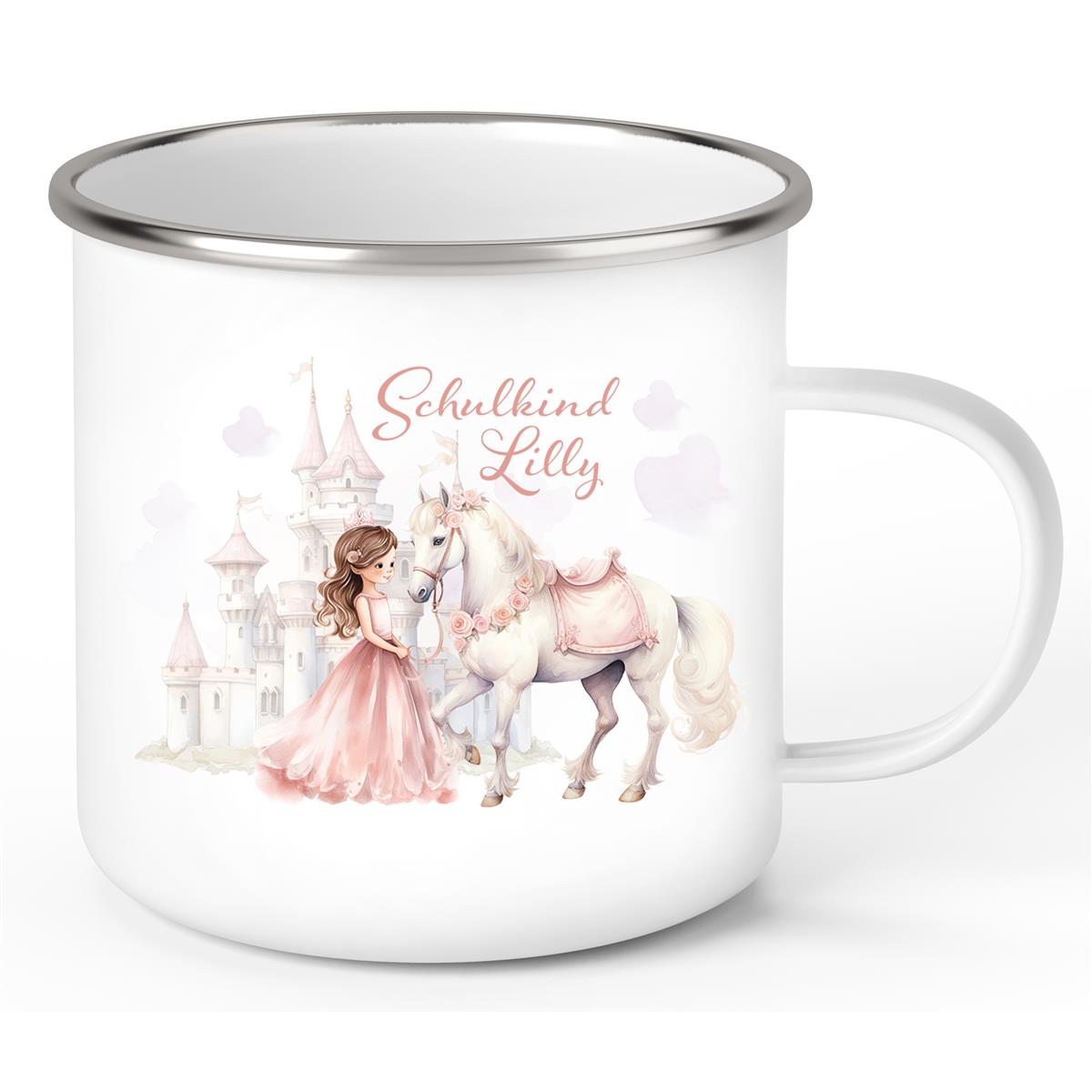 Tasse Kinder Prinzessin 1 Wunschname Emaille Kinderbecher personalisiert