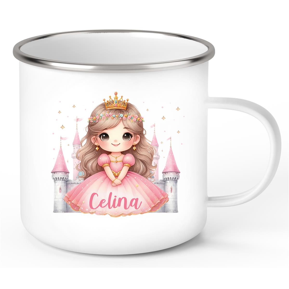 Tasse Kinder Prinzessin #3 Wunschname Emaille Kinderbecher personalisiert