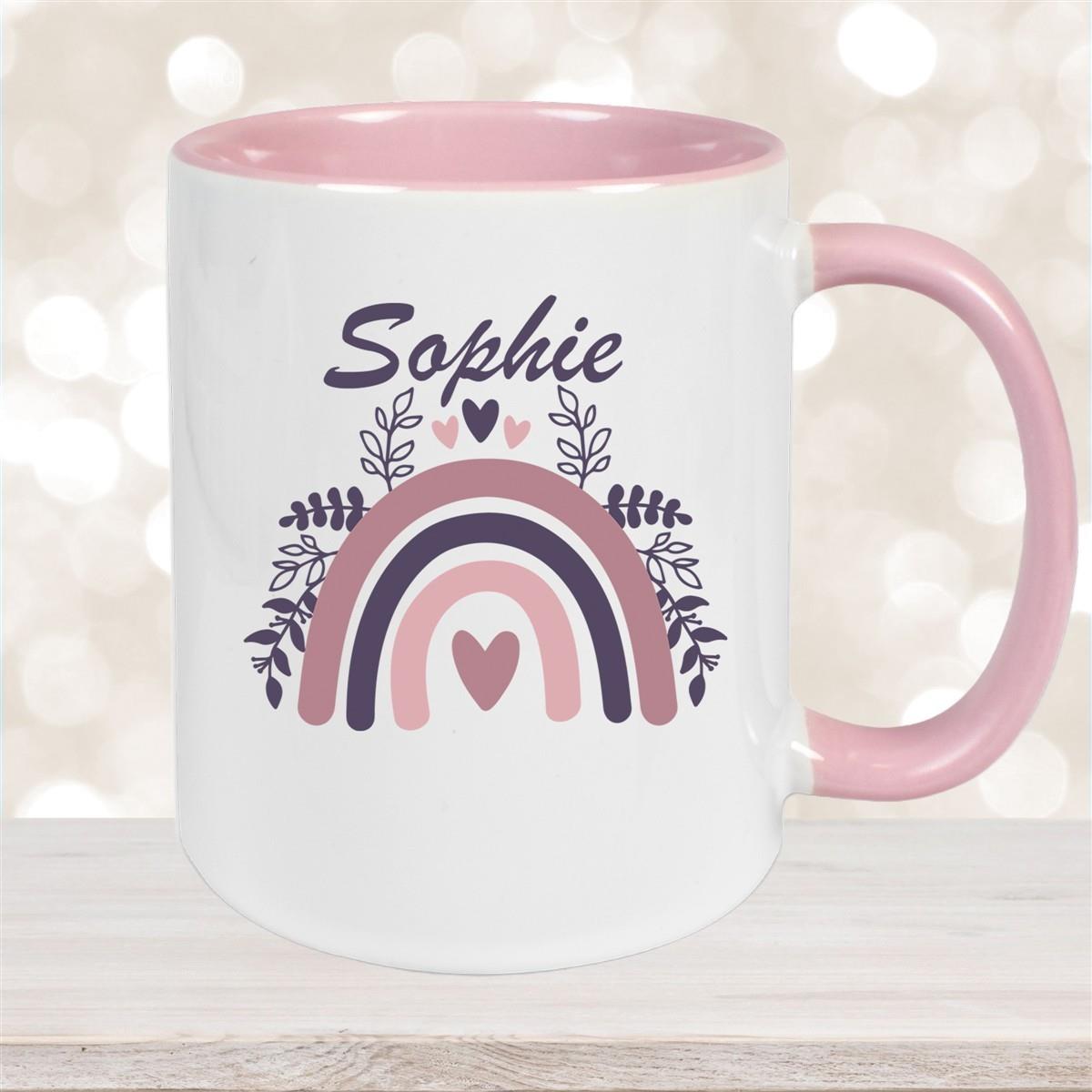 Tasse Regenbogen 8 Wunschname Keramik Kinderbecher versch. Farben