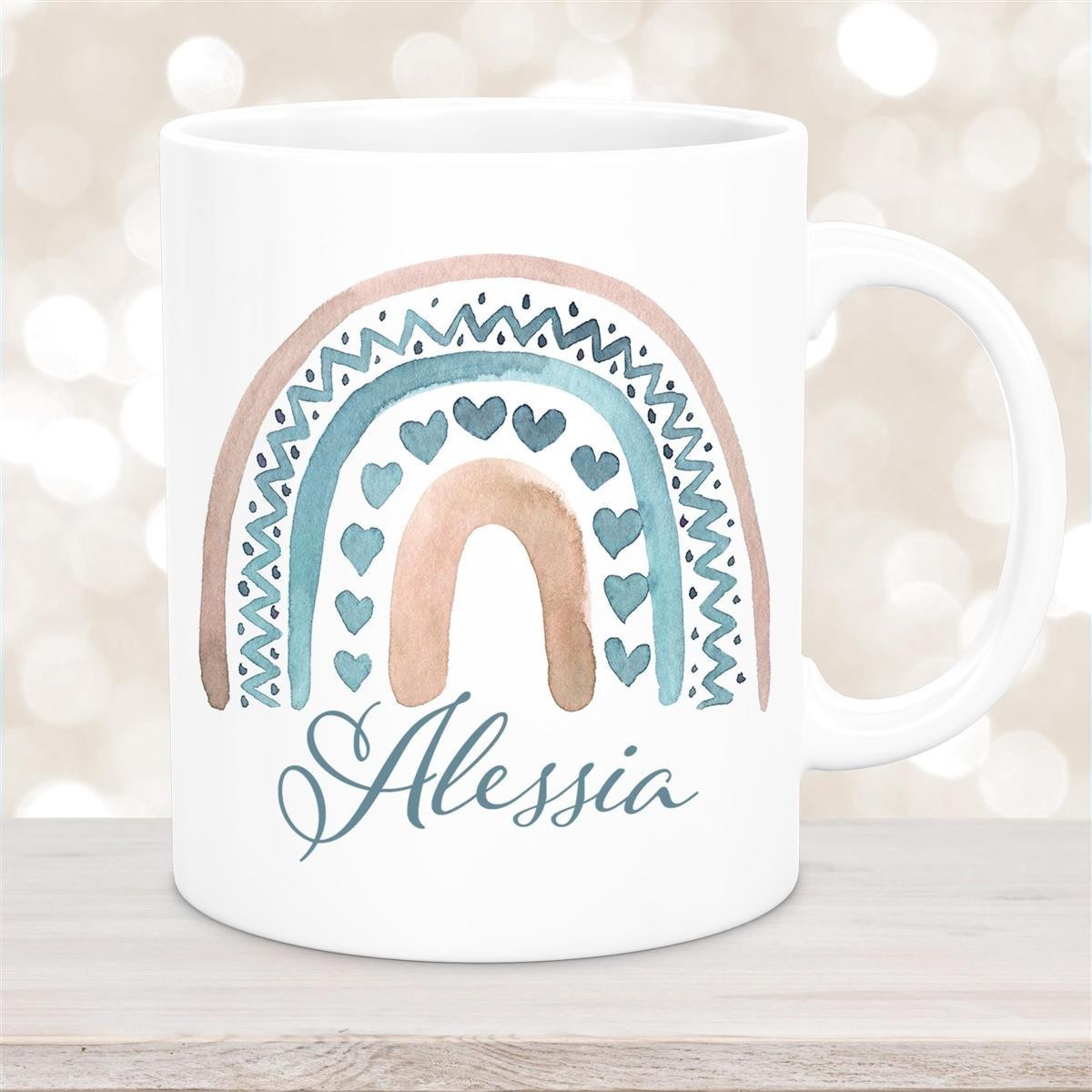 Tasse Wunschname Regenbogen #5 Keramik Kinderbecher Weiß Tasse Wunschname Regenbogen #5 Keramik Kinderbecher Weiß