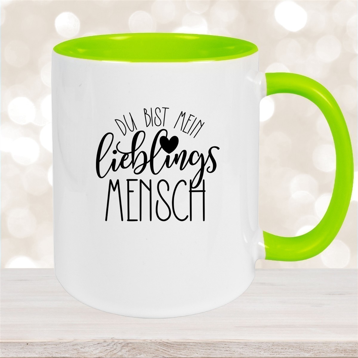 Tasse Spruch "Lieblingsmensch" Valentinstag #19 Keramik versch. Farben