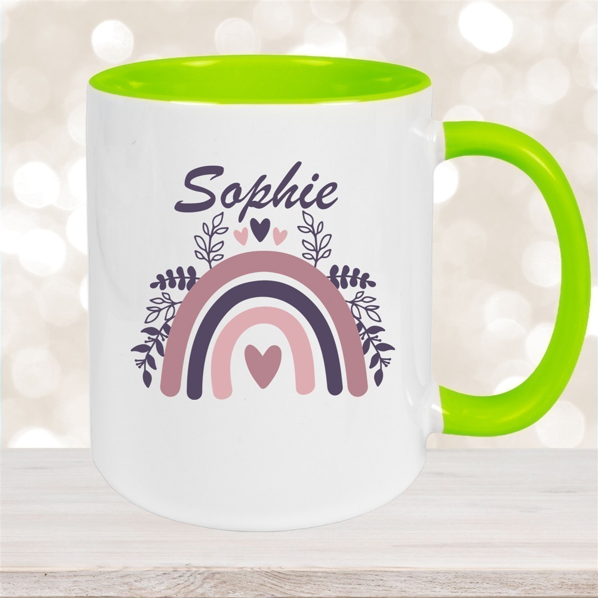 Tasse Regenbogen #8 Wunschname Keramik Kinderbecher versch. Farben