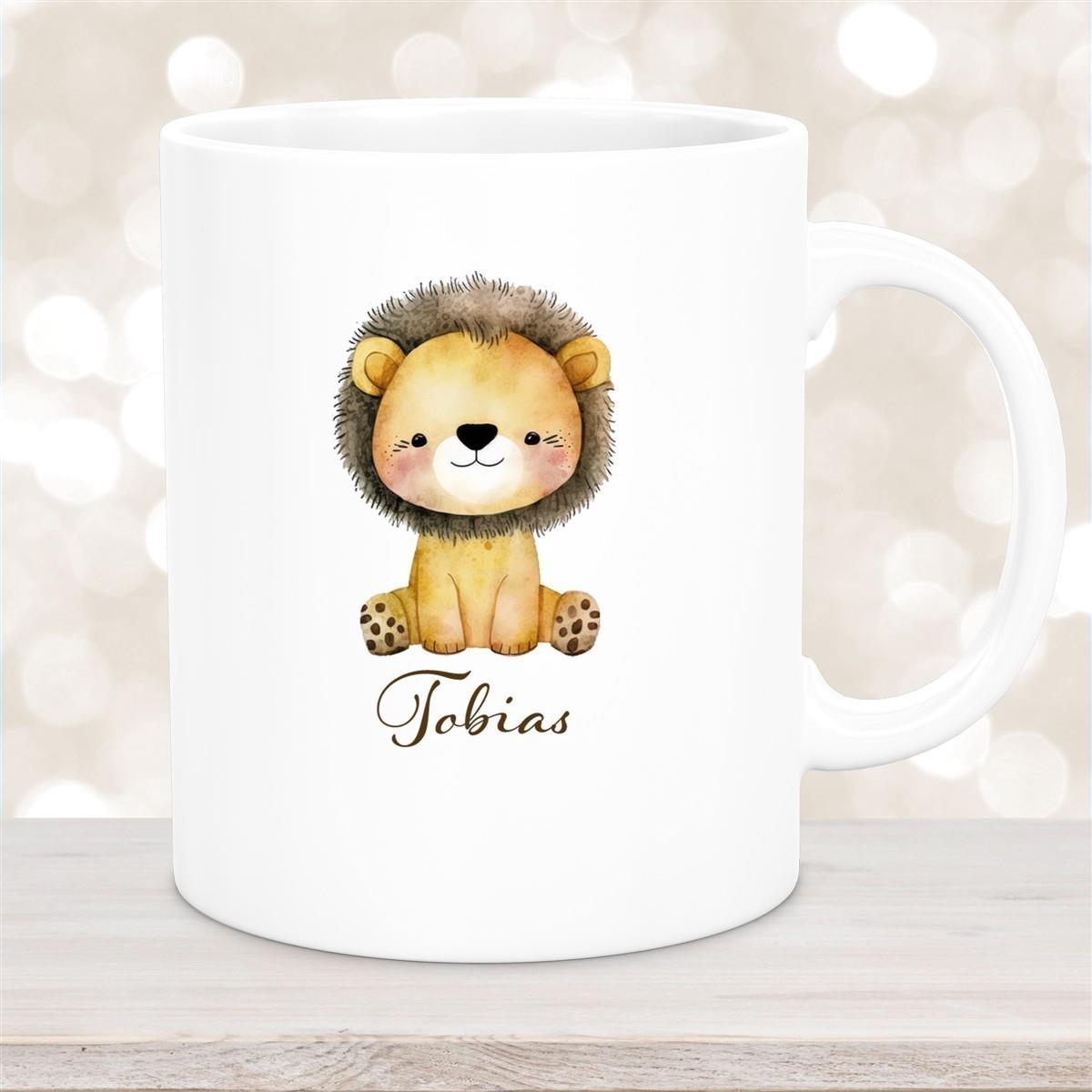 Tasse Wunschname Löwe 1 Keramik Kinderbecher versch. Farben