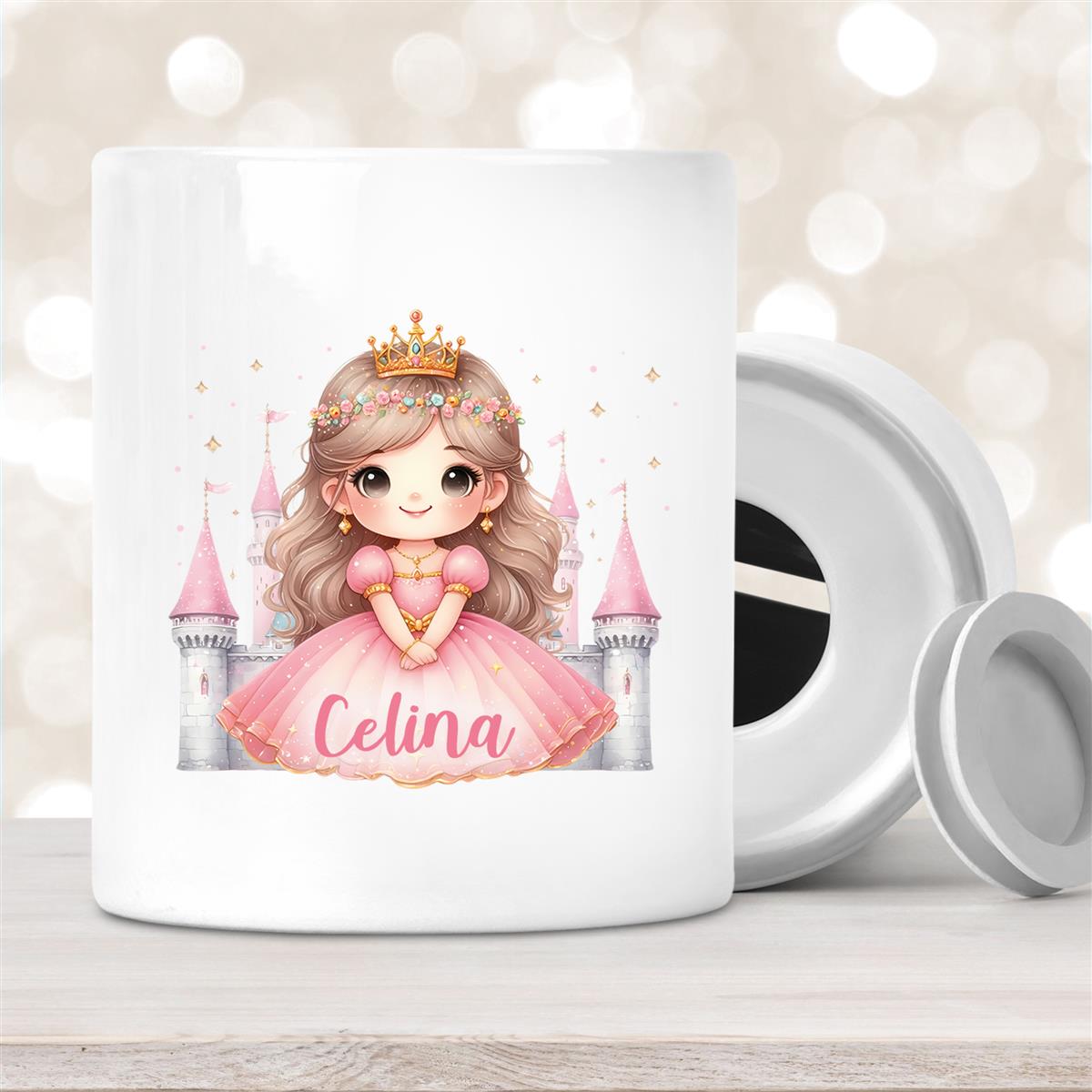 Spardose mit Wunschname Prinzessin #3 personalisiert