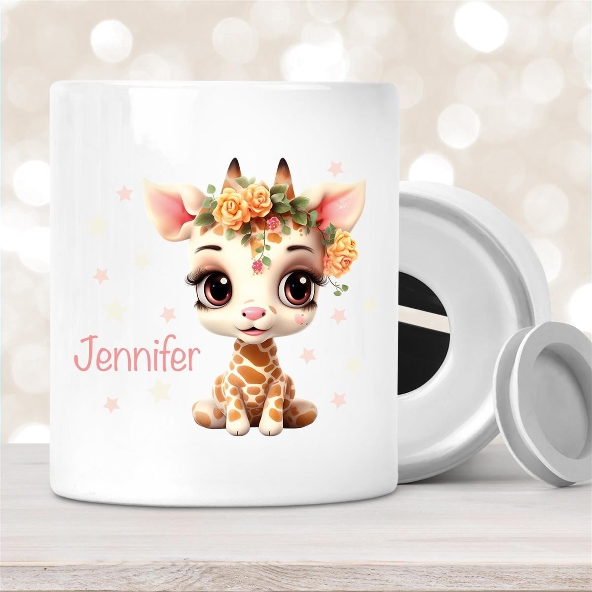 Spardose mit Wunschname Giraffe #1 personalisiert