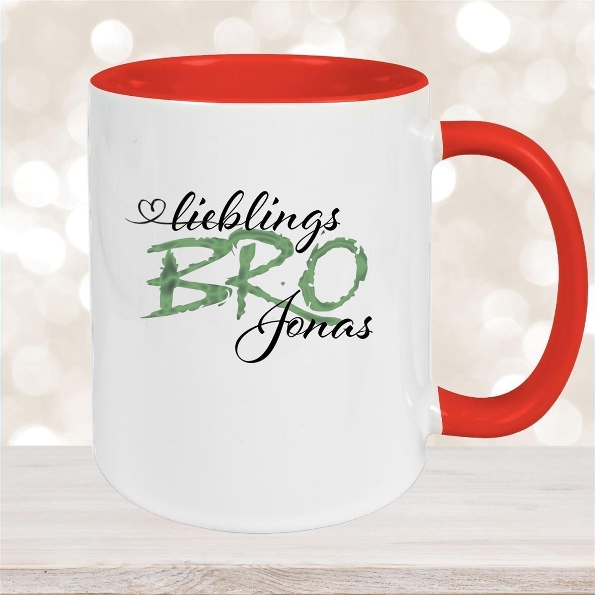 Tasse Wunschname Lieblings-BRO 2 personalisiert Keramik Becher versch. Farben