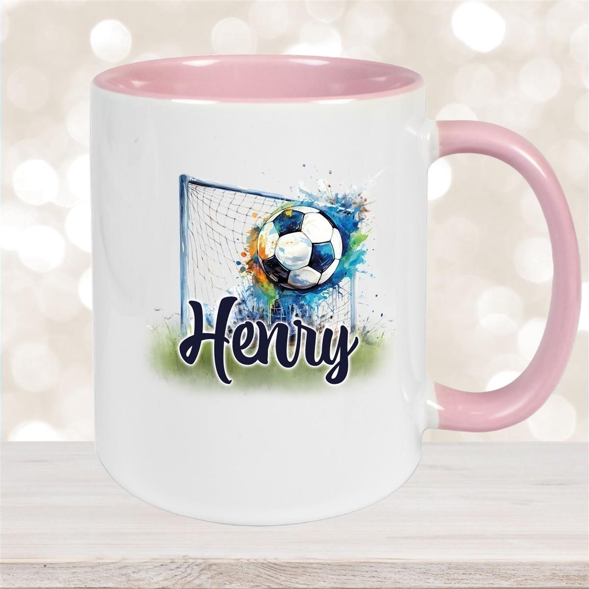 Tasse Wunschname Fußball 13 Personalisiert Keramik Kinderbecher versch. Farben