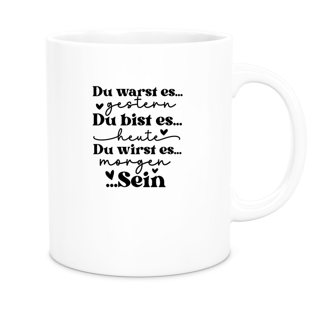 Tasse Spruch "Du bist es" Valentinstag 12 Keramik versch. Farben
