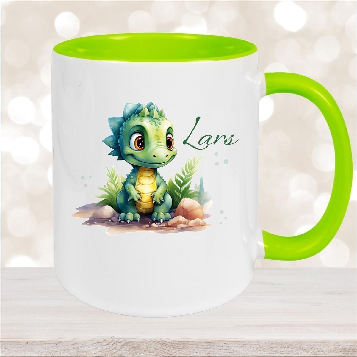 Tasse Dino #17 Wunschname Keramik Kinderbecher Personalisiert versch. Farben