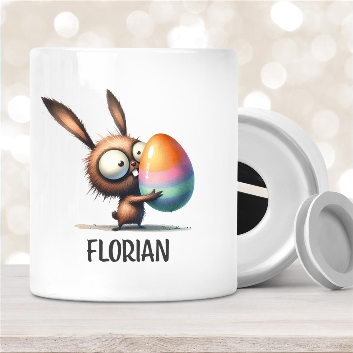 Spardose Ostern - Hase #6 mit Wunschname personalisiert Spardose Ostern - Hase #6 mit Wunschname personalisiert