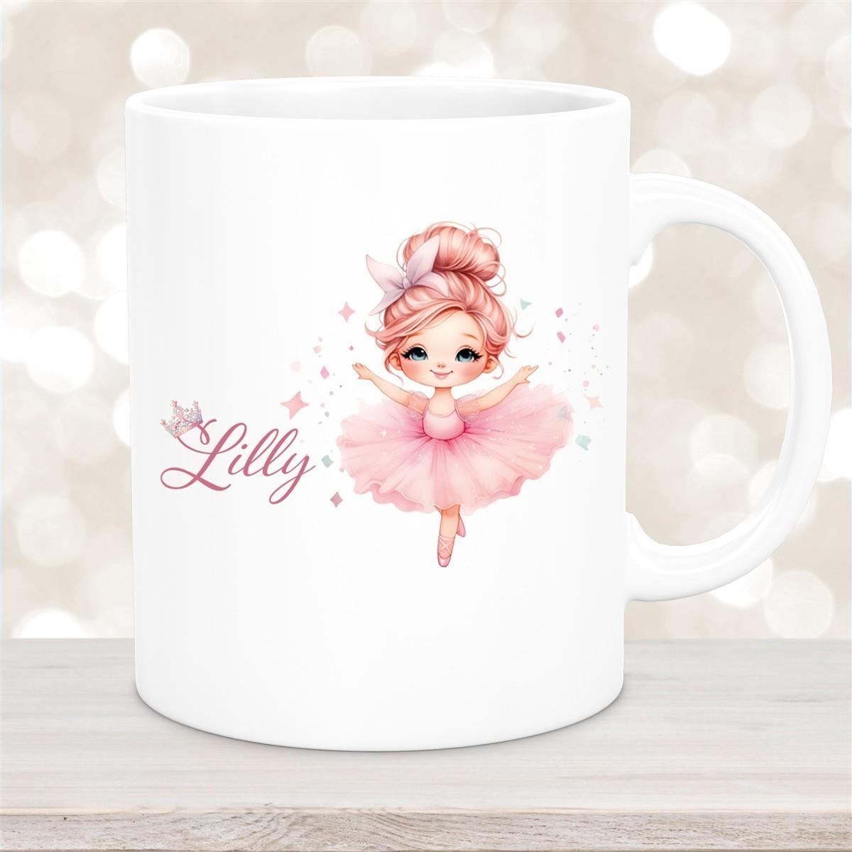 Tasse Ballerina 1 Wunschname Keramik Kinderbecher personalisiert versch. Farben