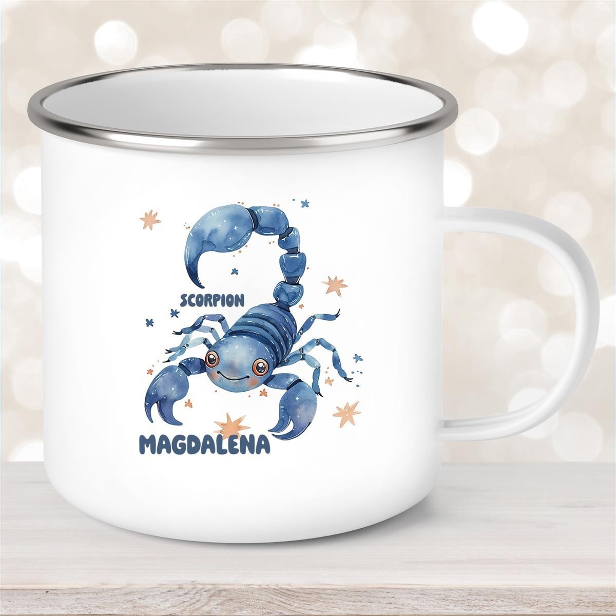 Tasse Sternzeichen Kinder Skorpion #1 Wunschname Emaille Kinderbecher personalisiert