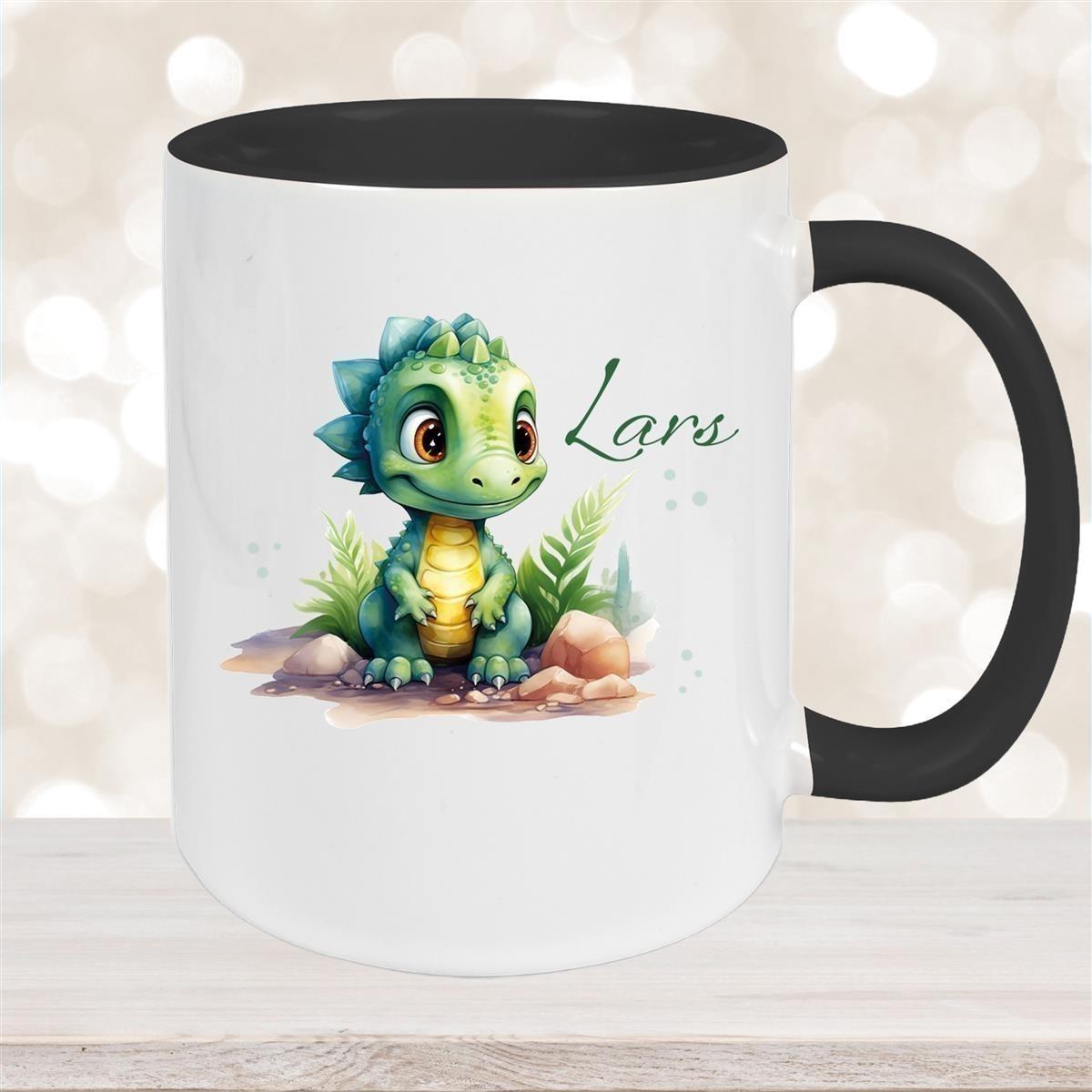 Tasse Dino 17 Wunschname Keramik Kinderbecher Personalisiert versch. Farben