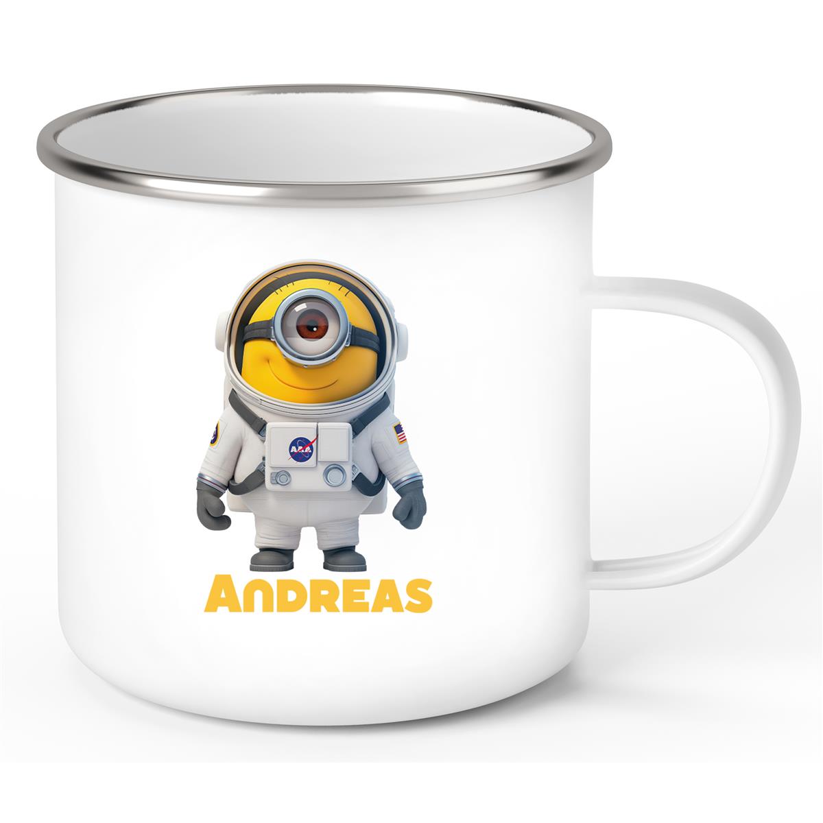 Tasse Minions Kinder Minion 3 Astronaut Wunschname Emaille Kinderbecher personalisiert