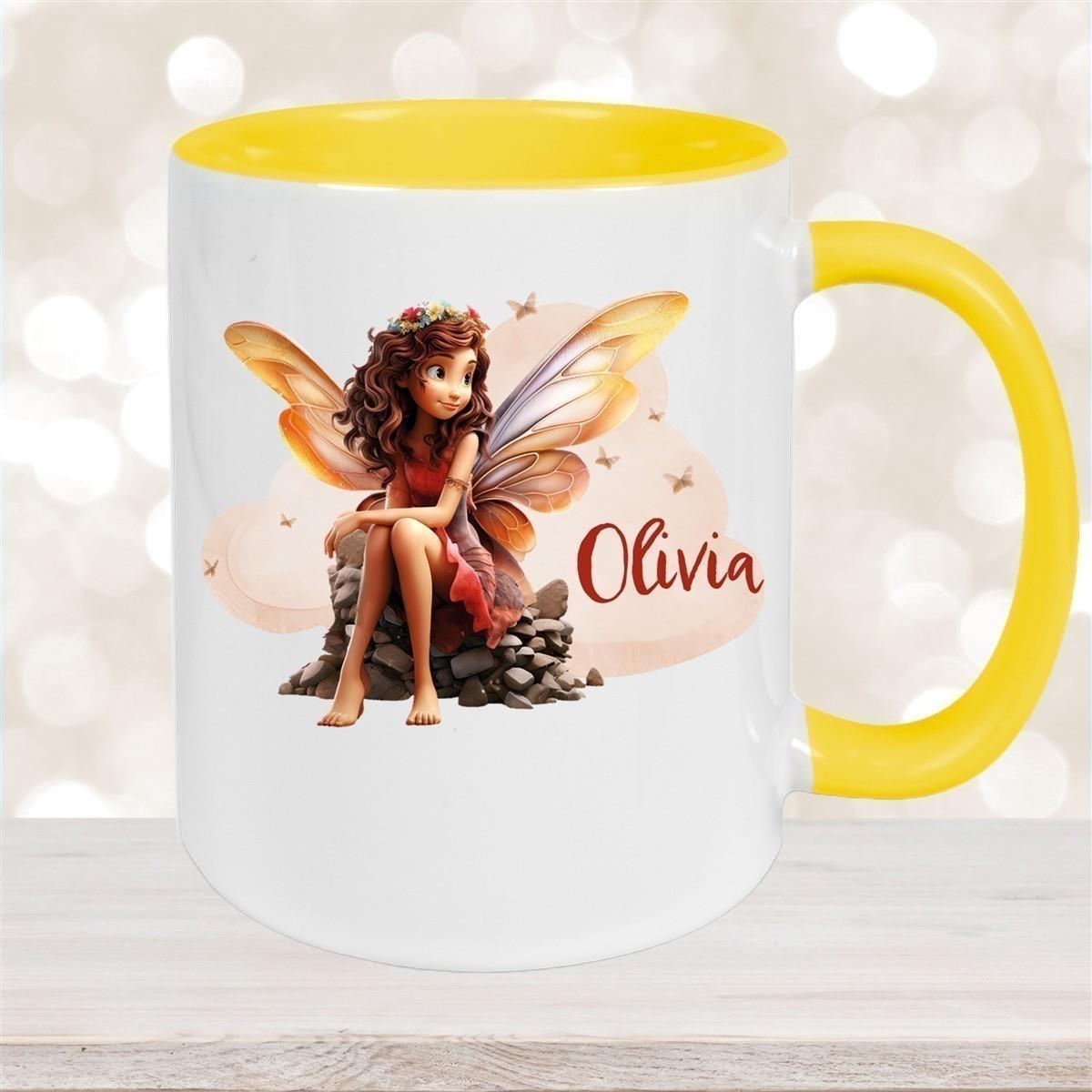 Tasse Fee 2 Wunschname Keramik Kinderbecher personalisiert versch. Farben
