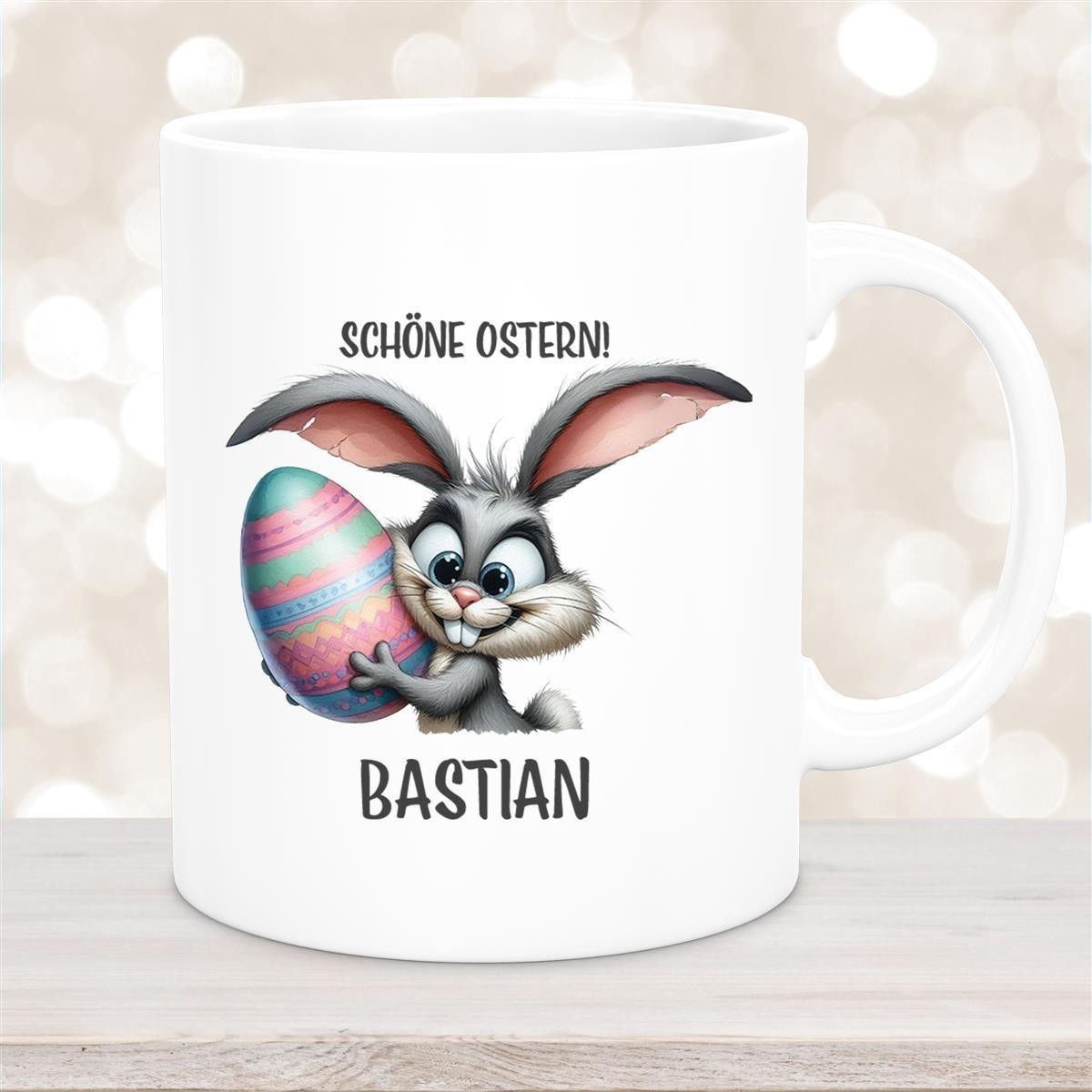 Tasse Ostern - Hase #5 Wunschnamen personalisiert Keramik Weiß Tasse Ostern - Hase #5 Wunschnamen personalisiert Keramik Weiß