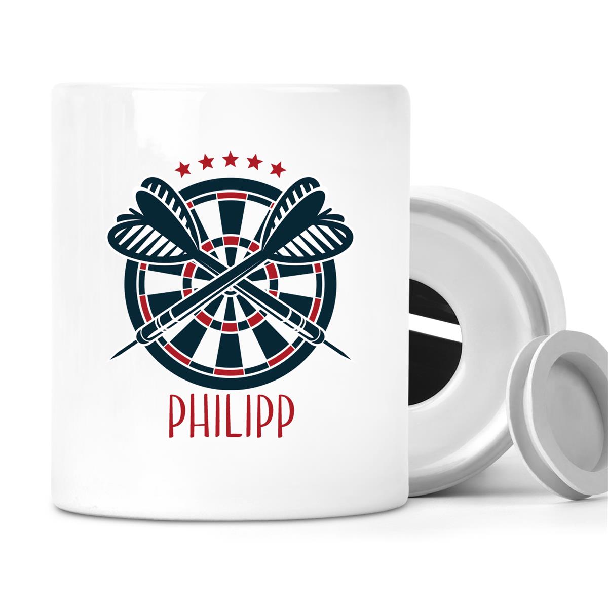 Spardose mit Wunschname Dart 1 personalisiert