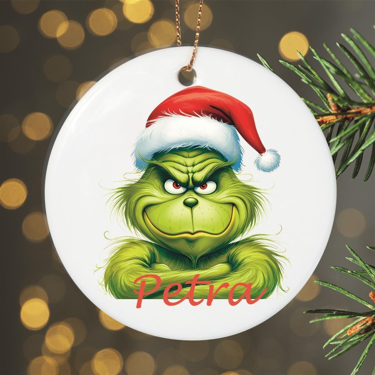Weihnachtsanhänger personalisiert Grinch 2 Name Motiv Anhänger Keramik, Weihnachtsschmuck, Weihnachtskugel, Christbaumschmuck versch. Formen