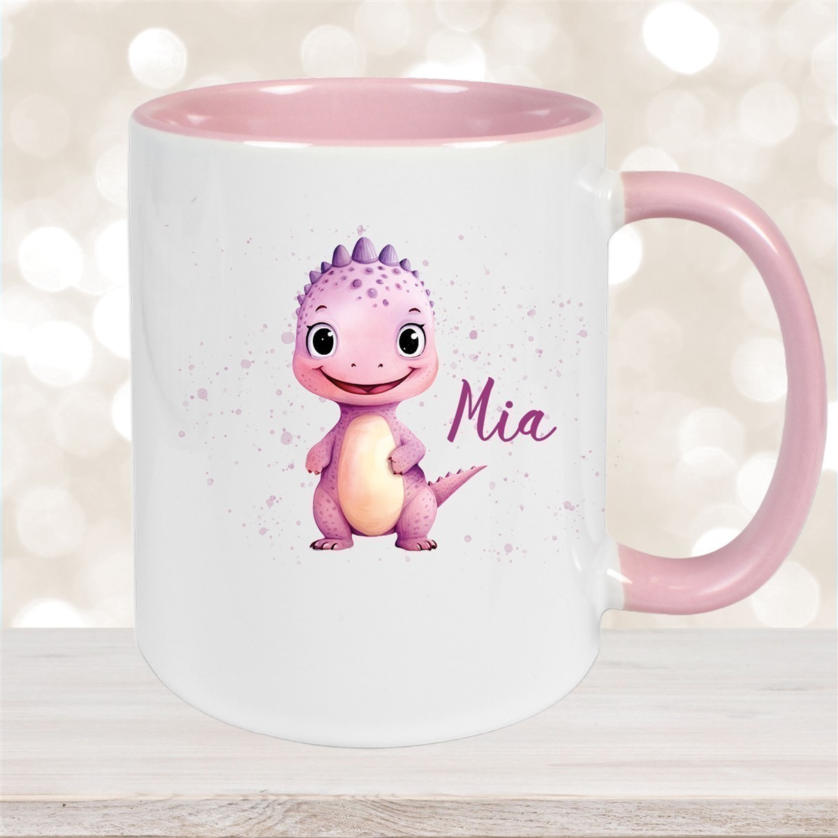 Tasse Wunschname Dino #20 Keramik Kinderbecher versch. Farben