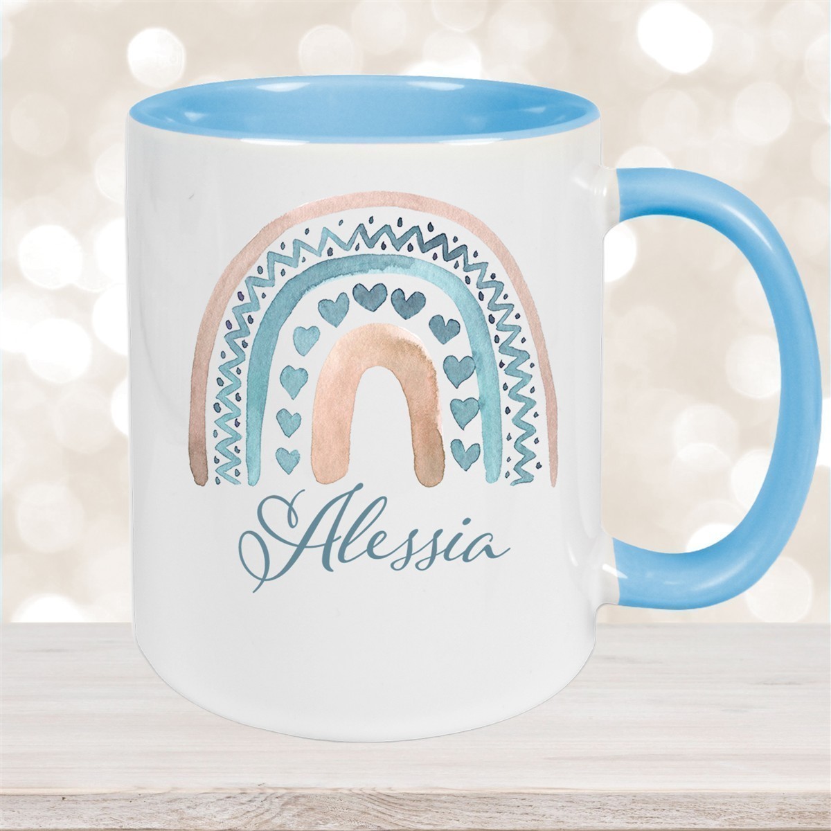 Tasse Wunschname Regenbogen #5 Keramik Kinderbecher versch. Farben