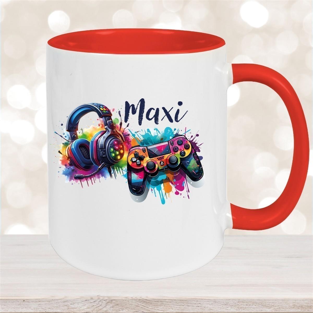 Tasse Gamer 3 Wunschname Keramik Kinderbecher personalisiert versch. Farben