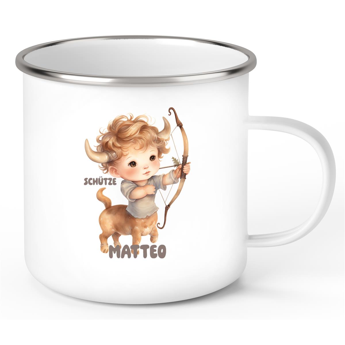 Tasse Sternzeichen Kinder Schütze #1 Wunschname Emaille Kinderbecher personalisiert