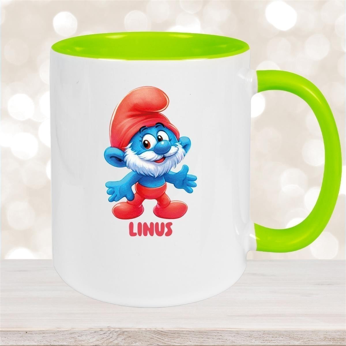 Tasse Kinder Schlumpf #4 Papa Schlumpf Wunschname Keramik Kinderbecher personalisiert versch. Farben