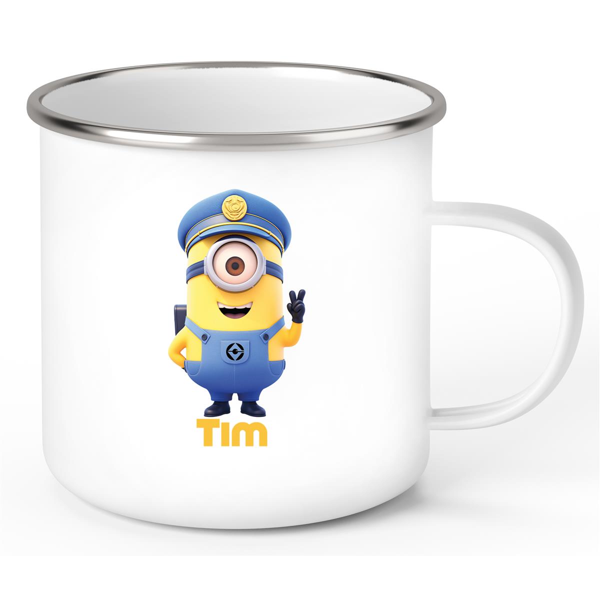 Tasse Minions Kinder Minion #5 Polizei Wunschname Emaille Kinderbecher personalisiert