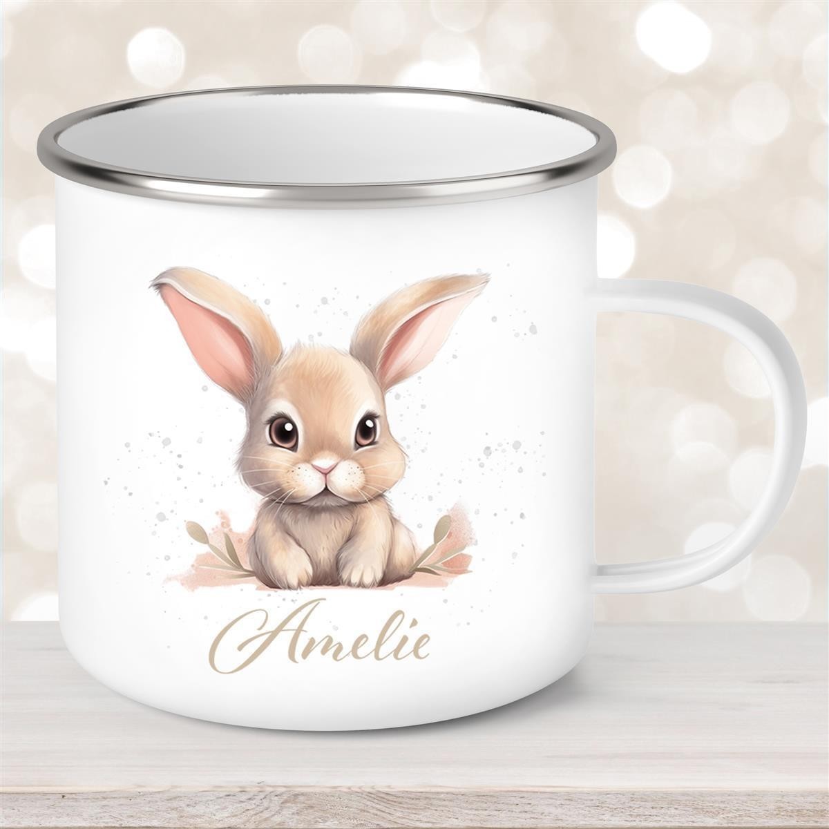 Tasse Ostern - Hase #7 Wunschnamen personalisiert Emaillie Tasse Ostern - Hase #7 Wunschnamen personalisiert Emaillie