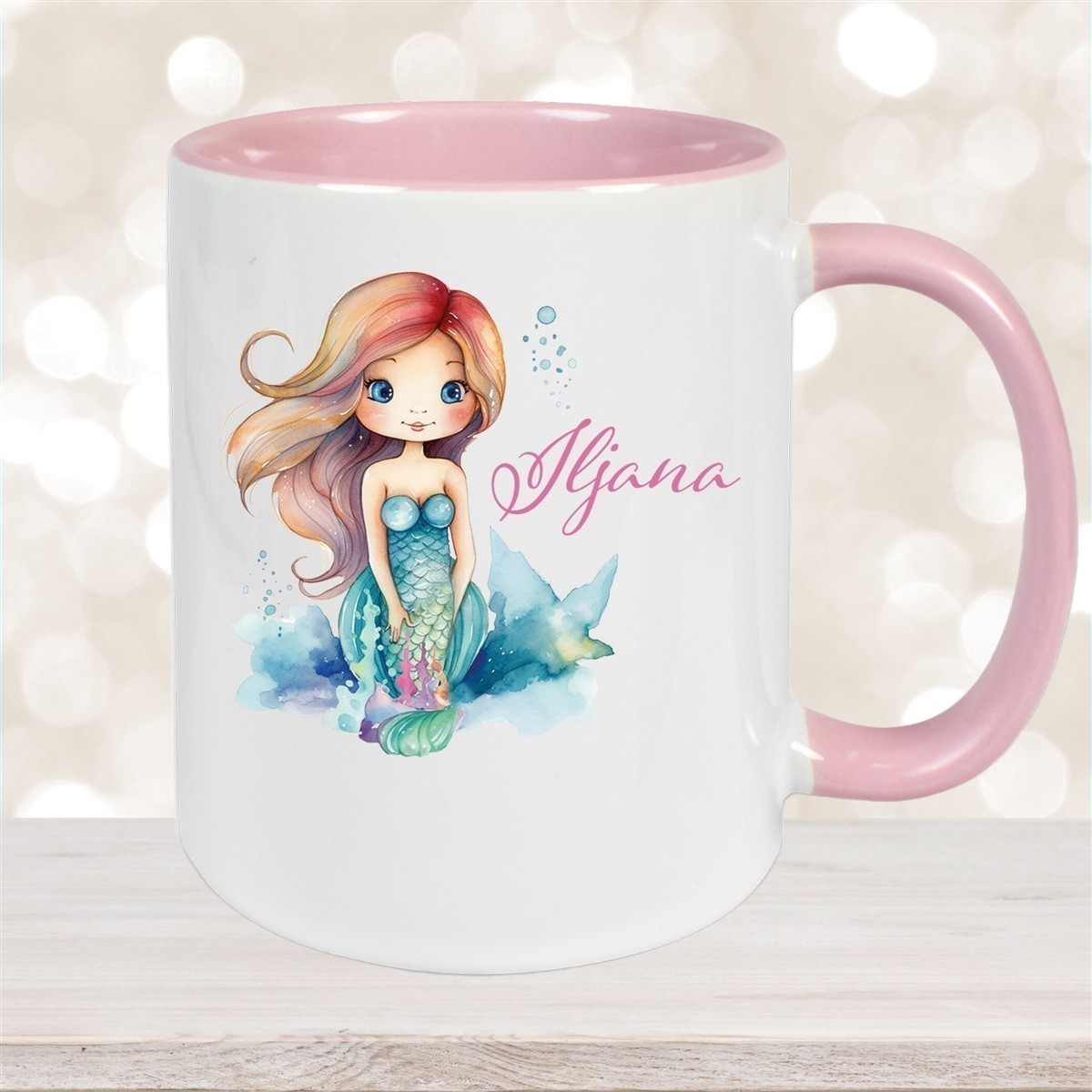 Tasse Wunschname Meerjungfrau #2 Keramik Kinderbecher versch. Farben