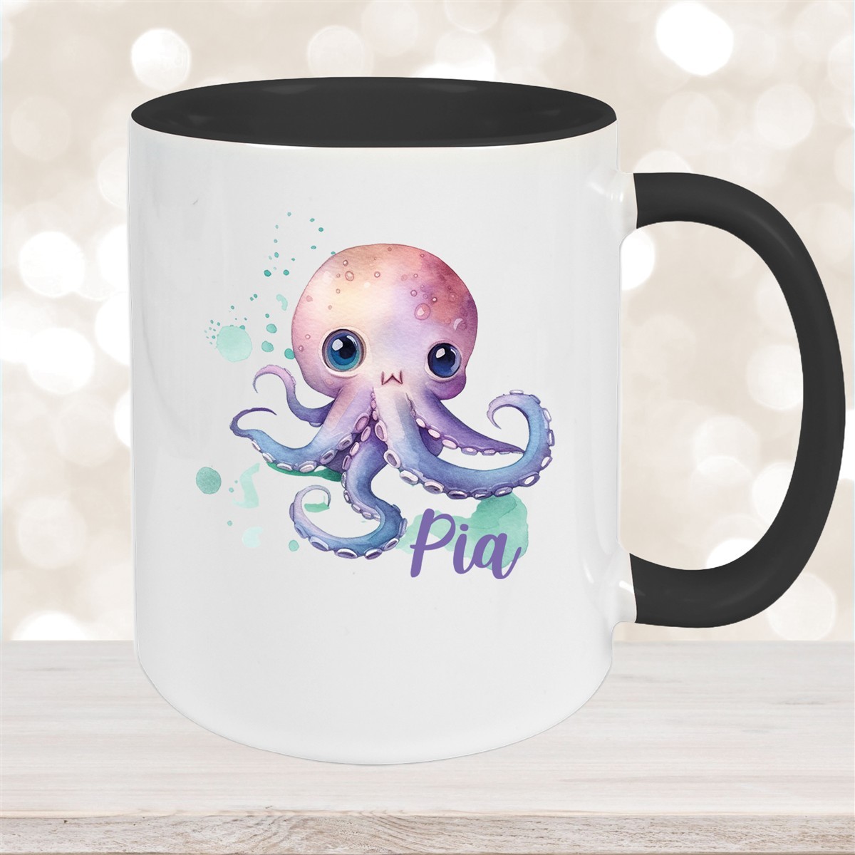 Tasse Wunschname Meerestiere-Oktopus #1 Keramik Kinderbecher versch. Farben