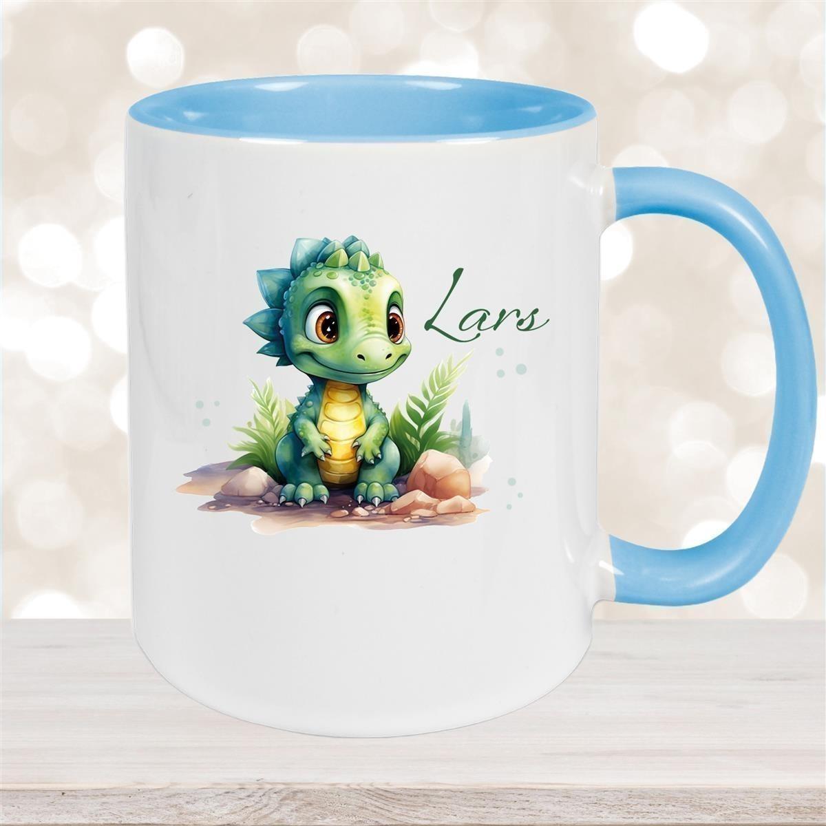 Tasse Dino 17 Wunschname Keramik Kinderbecher Personalisiert versch. Farben